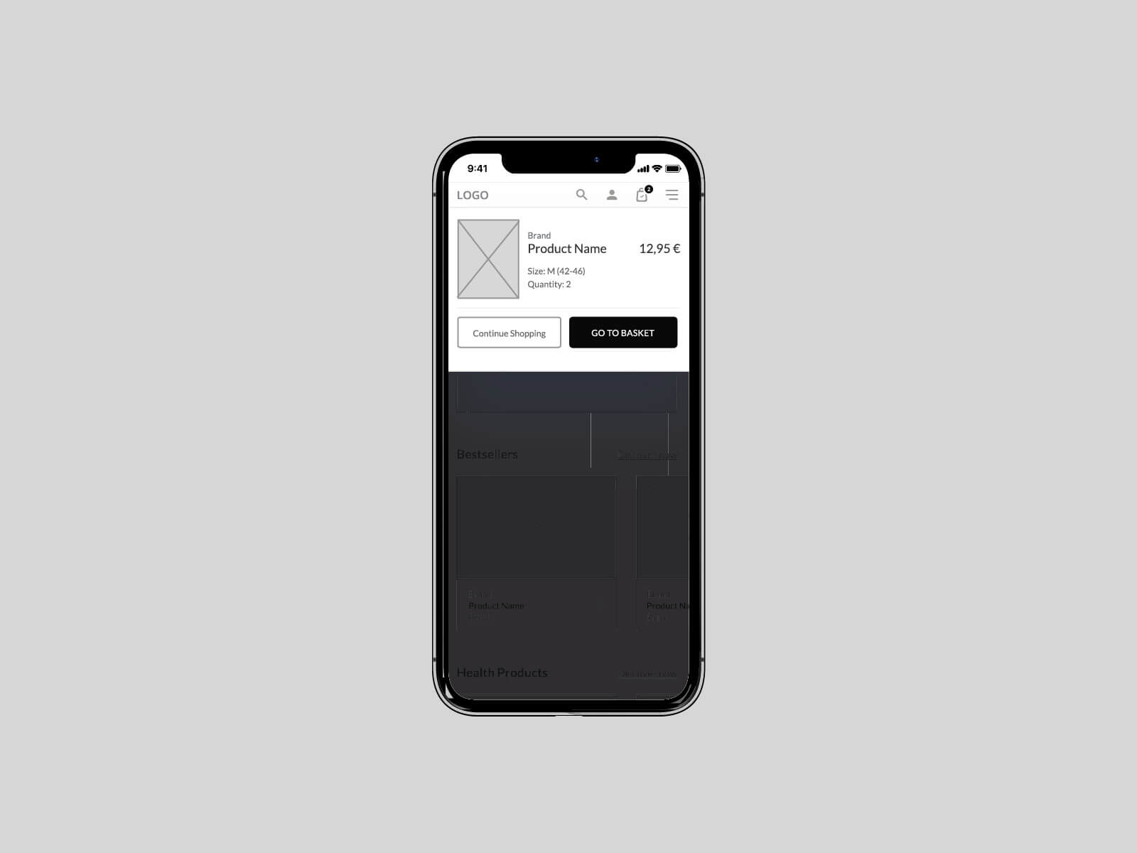 E-Commerce Shop / Wireframes
